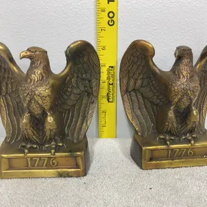 Vintage Colonial Virginia Brass "1776" American Eagle Bookends