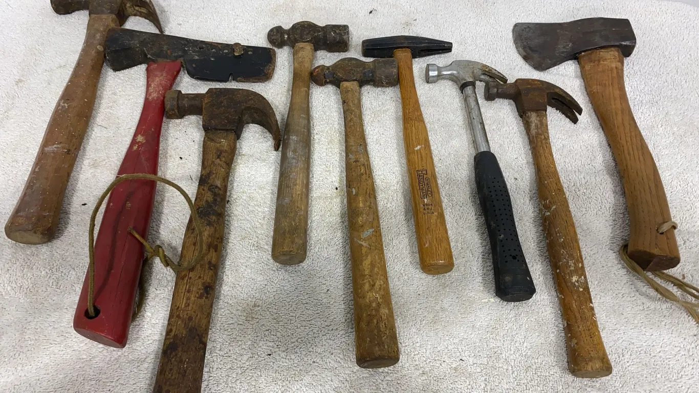 Vintage Hammers, Hatchet, & Shingling Axe Hand Tool Lot