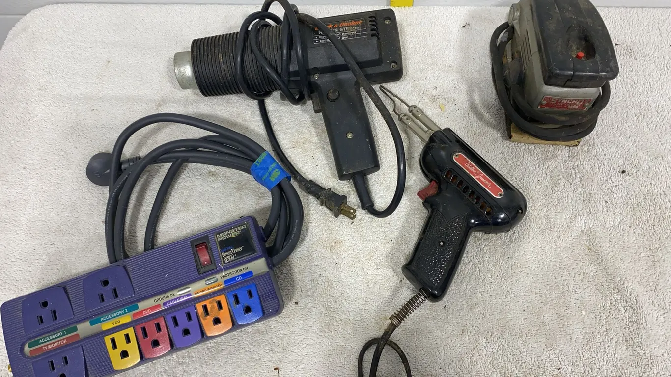 Vintage Weller Soldering Gun, Power Tools, & Multi-Outlet Power Strip Lot