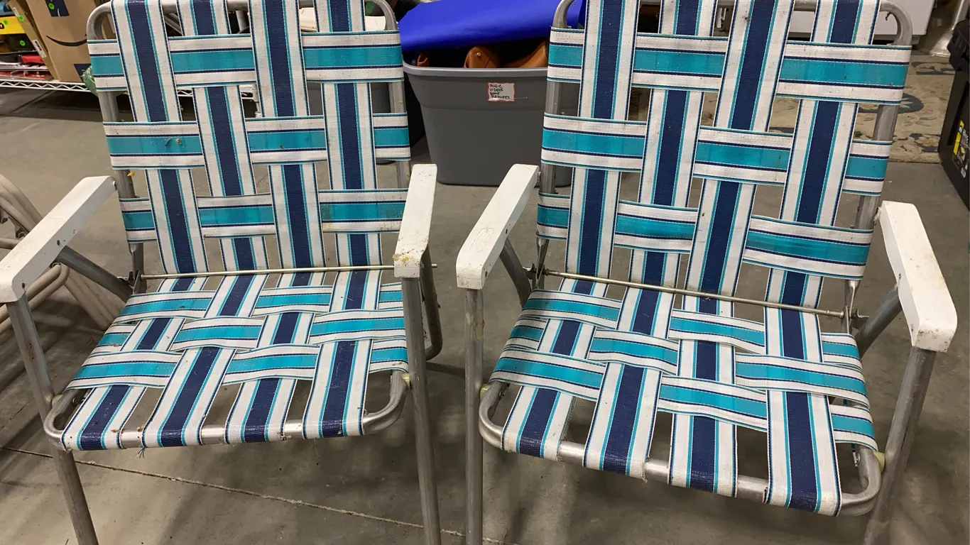 Vintage Webbed Aluminum Folding Lawn Chairs