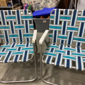 Vintage Webbed Aluminum Folding Lawn Chairs