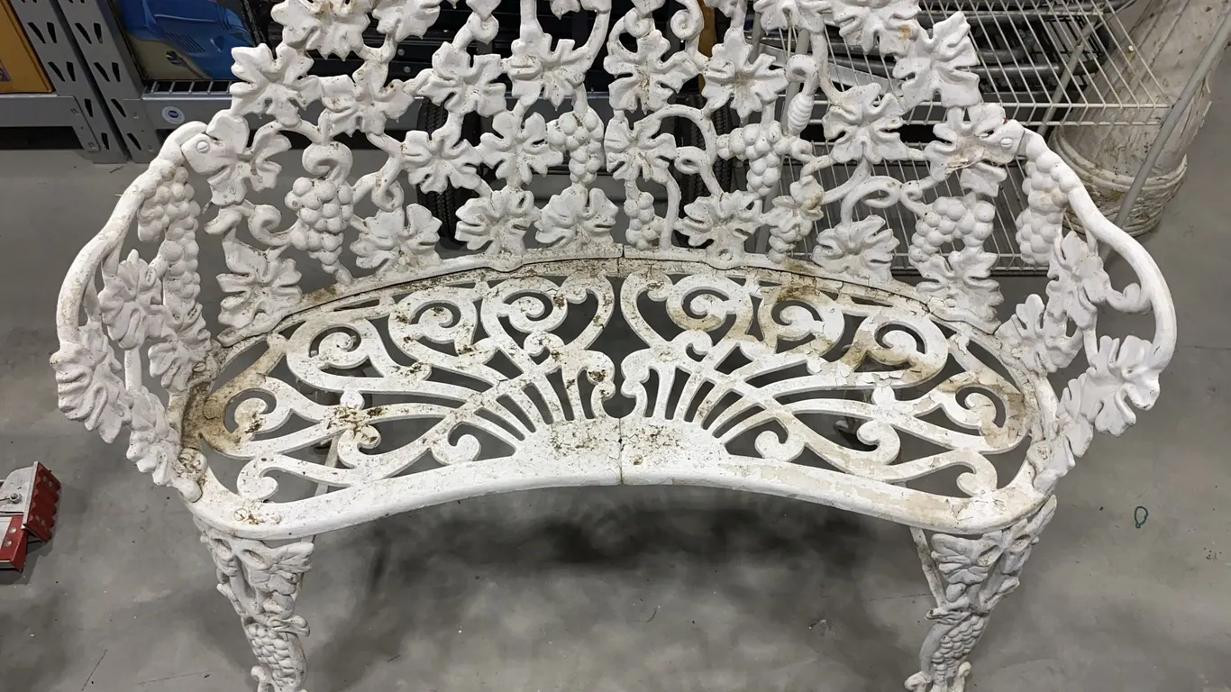 Vintage Ornate White Cast Aluminum Rose Garden Bench
