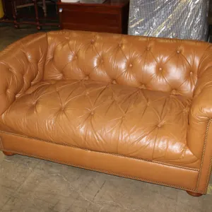 Tufted Leather Loveseat
