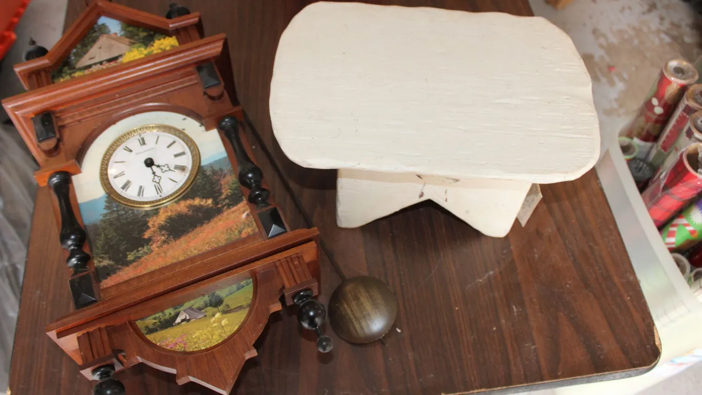 Clock & Wood Stool