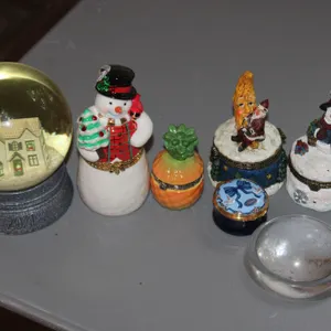 Holiday Trinket Boxes & Snow Globe