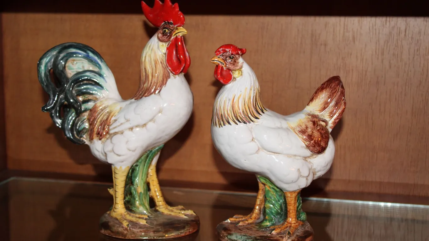 Italian Rooster & Hen Figurines