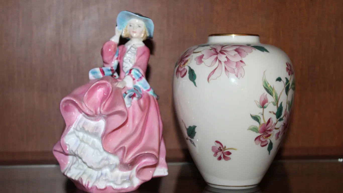 Royal Doulton Figurine & Lenox Floral Vase