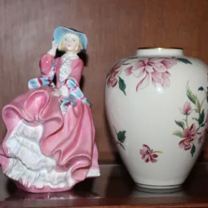 Royal Doulton Figurine & Lenox Floral Vase