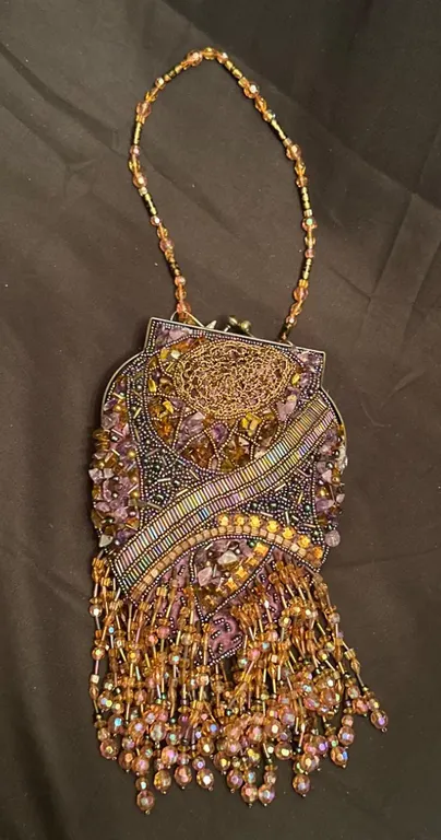 Chico's Beaded Evening Bag with Fringe Detailing