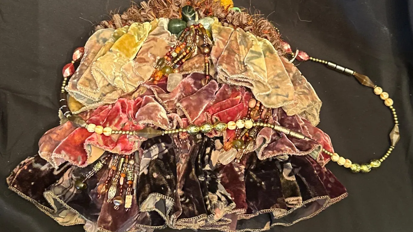 Mary Frances Handbag With Beaded and Velvet Accents