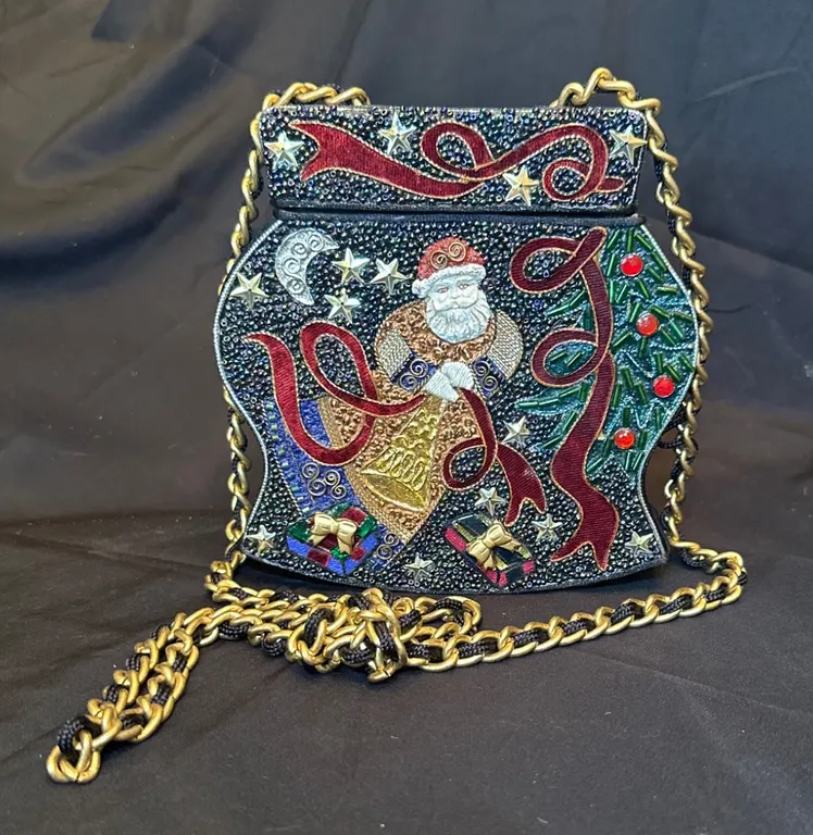 Mary Frances Santa Christmas Beaded & Jeweled Collector Handbag