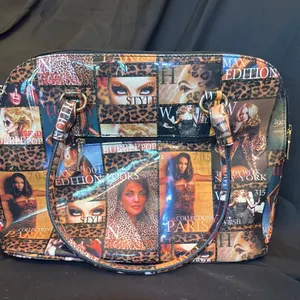 Fashion Magazine Collage & Leopard Print Handbag – Paris New York Style Satchel