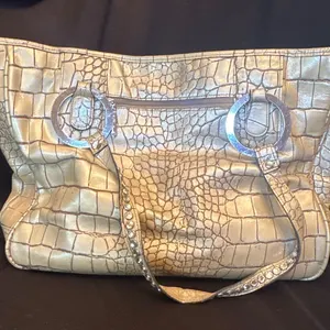 Raviani Gold Faux Crocodile Texture Bag with Embellished Straps, Early 21st Century