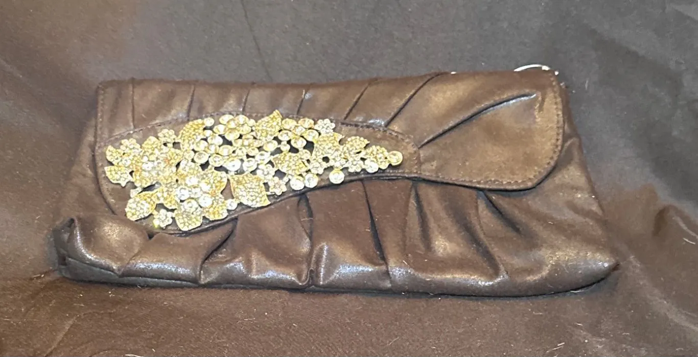 Mystique Black Clutch Bag with Rhinestone Embellishment