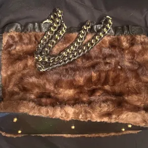Vintage Paolo Masi Fur and Leather Handbag With Chain Straps