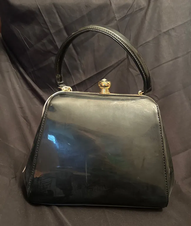 Black Vegan Leather Handbag by Isabelle with Gold-Tone Accents
