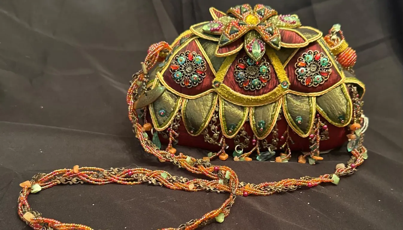 Mary Frances Beaded Handbag With Floral Embellishments