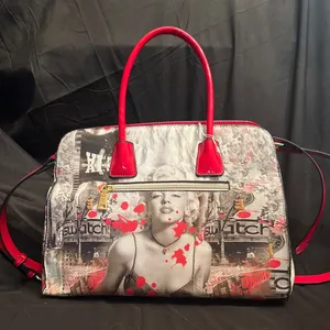 Marilyn Monroe Mimmo Rotella Style Pop Art Handbag – Red & Black Satchel