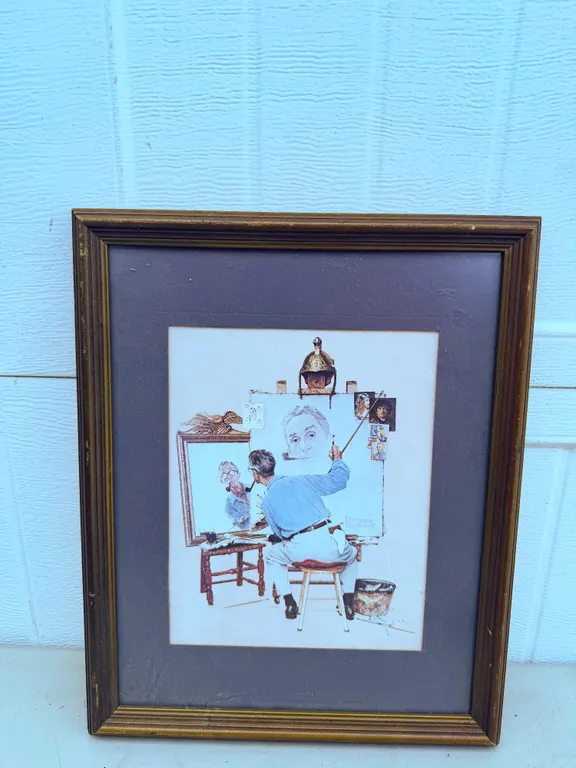 Norman Rockwell Triple Self-Portrait Framed Print
