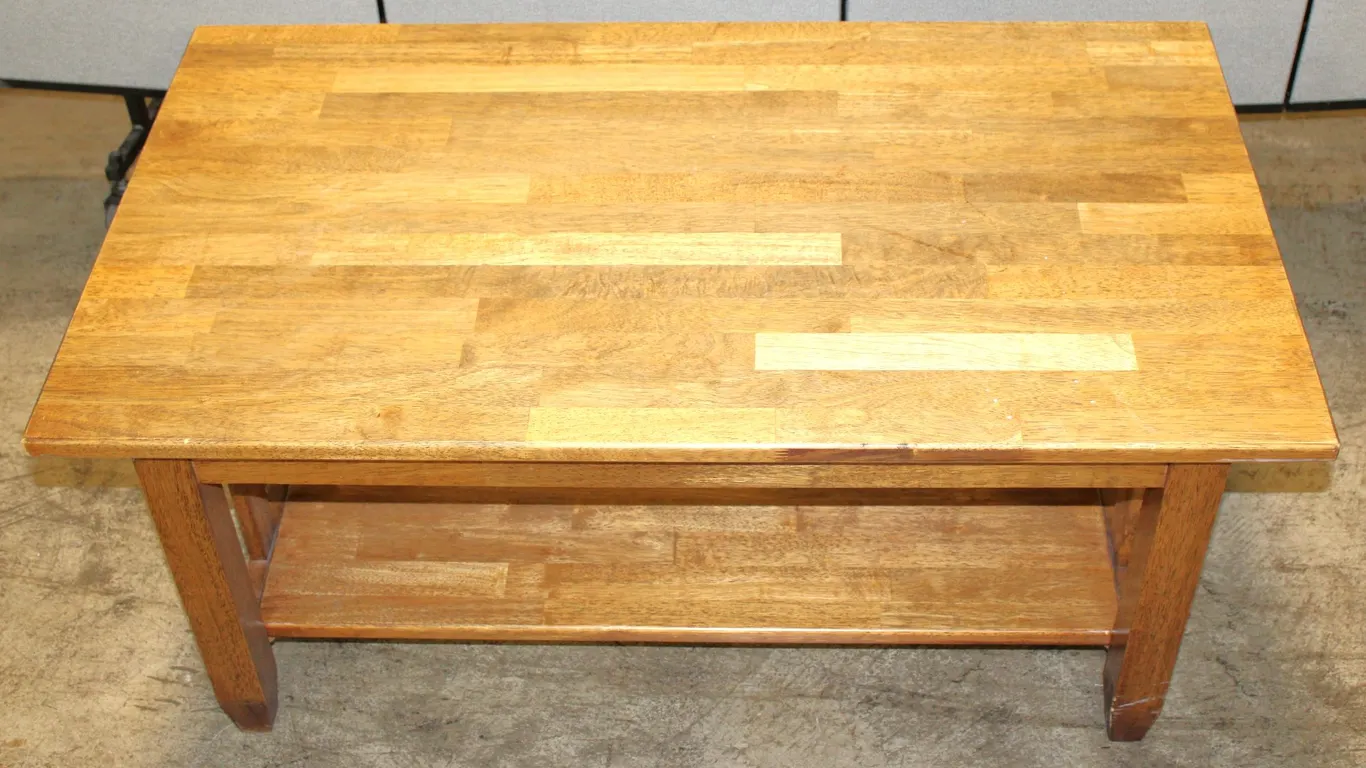 Rectangular Wood Coffee Table with Shelf