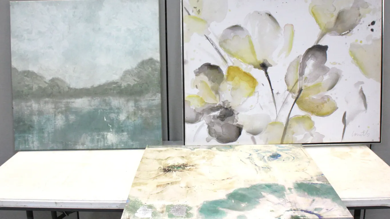 3 Framed Floral and Landscape Prints