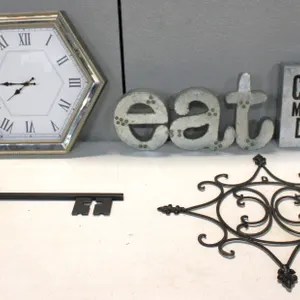 Metal Signs and Clock