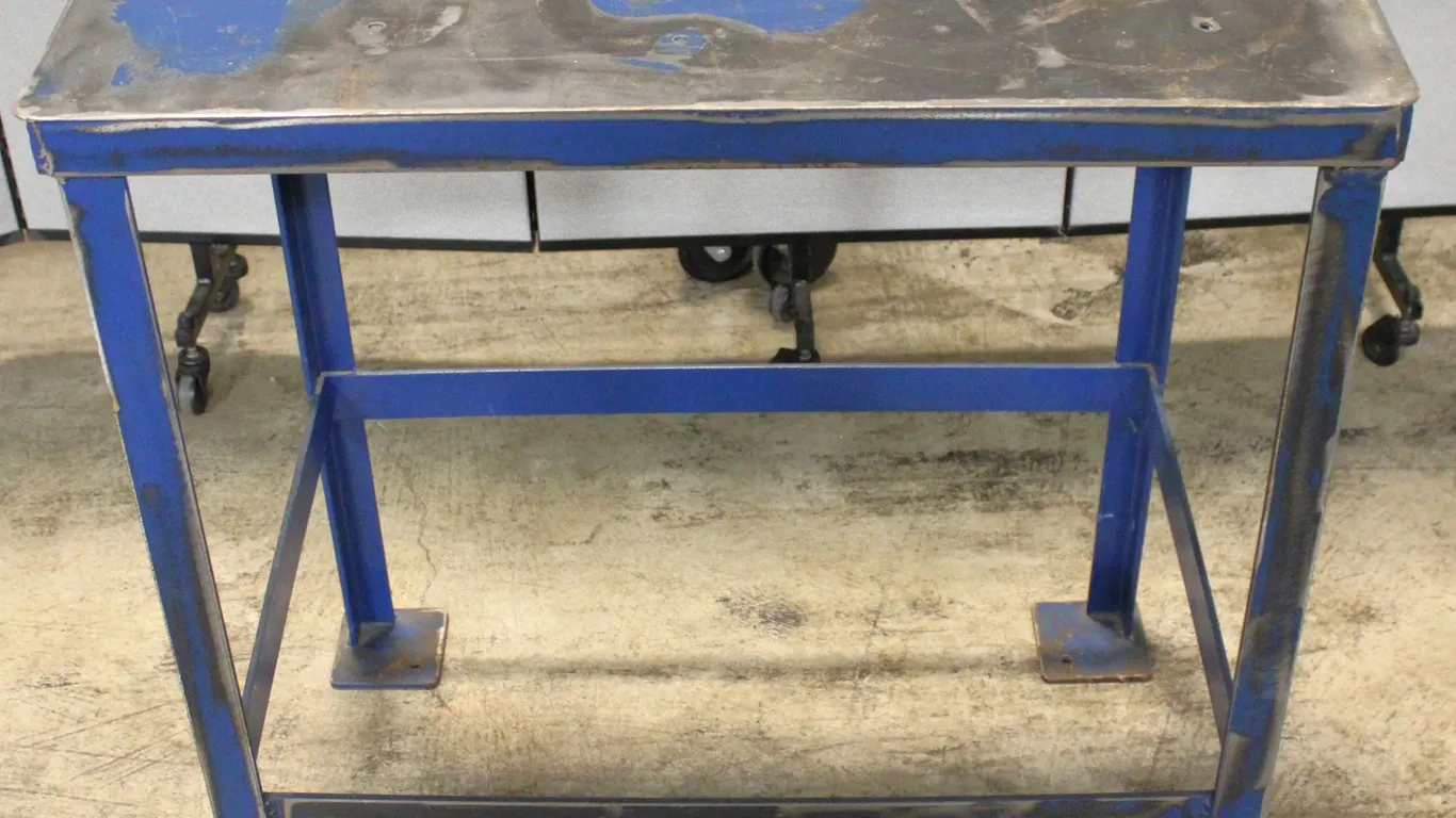 Metal Workbench with Blue Frame