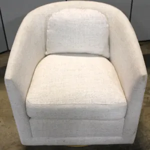 Swivel Club Chair in Textured Light Upholstery