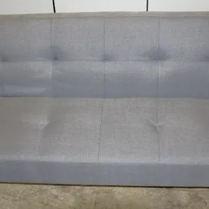Gray Upholstered Futon Sofa Bed with Tufted Top