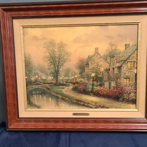 Thomas Kinkade Lamplight Lane Signed Print with COA