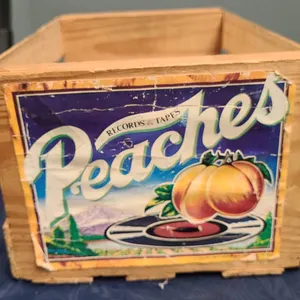 Peaches Records & Tapes Wooden Crate With Label