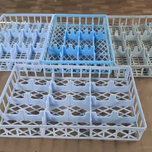 4 Blue Commercial Dishwasher Racks for Glassware