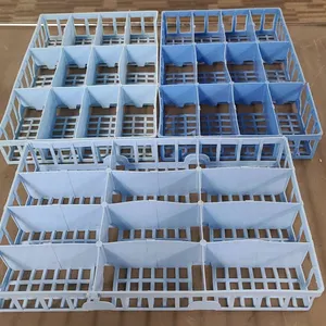 3 Blue Plastic Dishwasher Glass Racks Divided Compartments