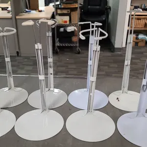 7 Adjustable White Metal Doll Display Stands
