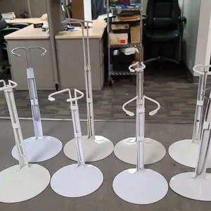 8 Adjustable White Metal Doll Display Stands