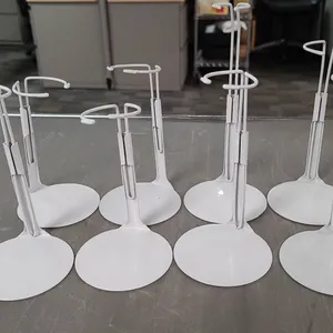 8 Adjustable White Metal Doll Display Stands