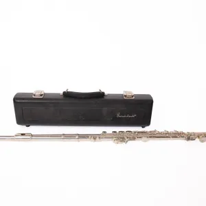 SOLID SILVER FLUTE WITH CASE.