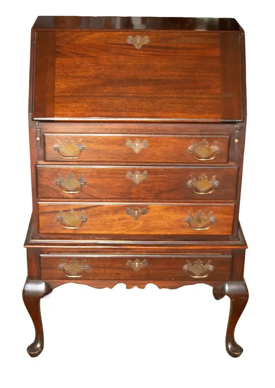 SLANT LID QUEEN MARY STYLE DESK BY TAYLOR JAMESTOWN, NEW YORK.