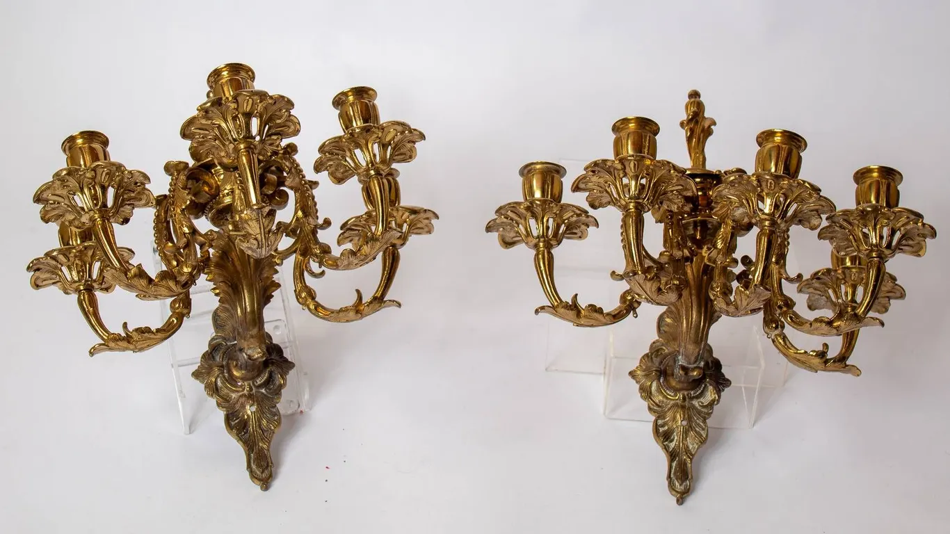 SOLID BRASS WALL SCONCES 15" H., 11" W., 10" L.