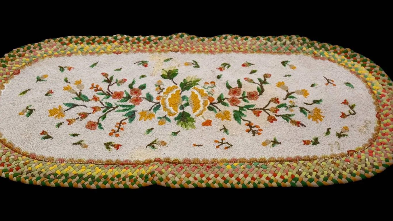 HOOKED RUG 26" H., 56" W.