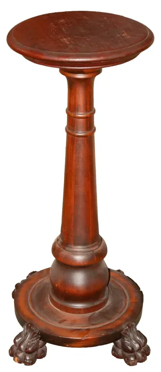 ROUND FERN STAND WITH CLAW FEET, 32" H., 12" W.