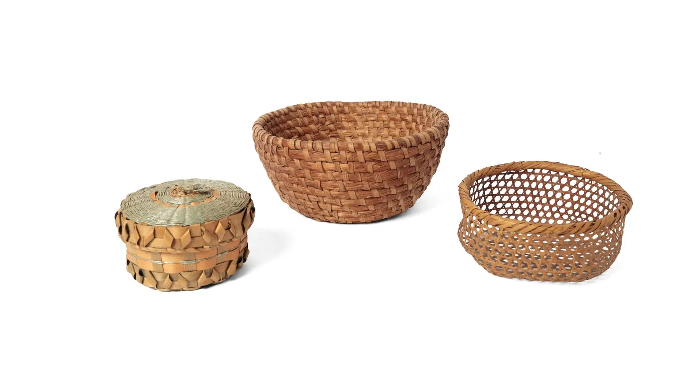 THREE WOVEN BASKETS, INCL. PENOBSCOT.
