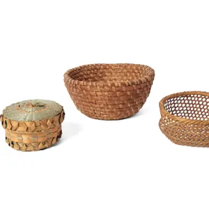 THREE WOVEN BASKETS, INCL. PENOBSCOT.