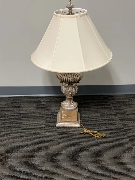 Painted Urn Table Lamp with Fluted Base and Shade