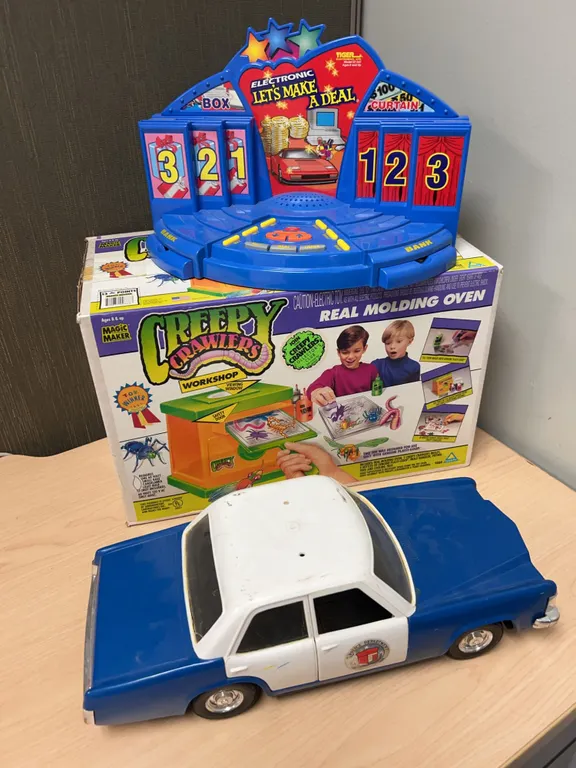 Tiger Let's Make a Deal Game, Creepy Crawlers Oven, Toy Police Car