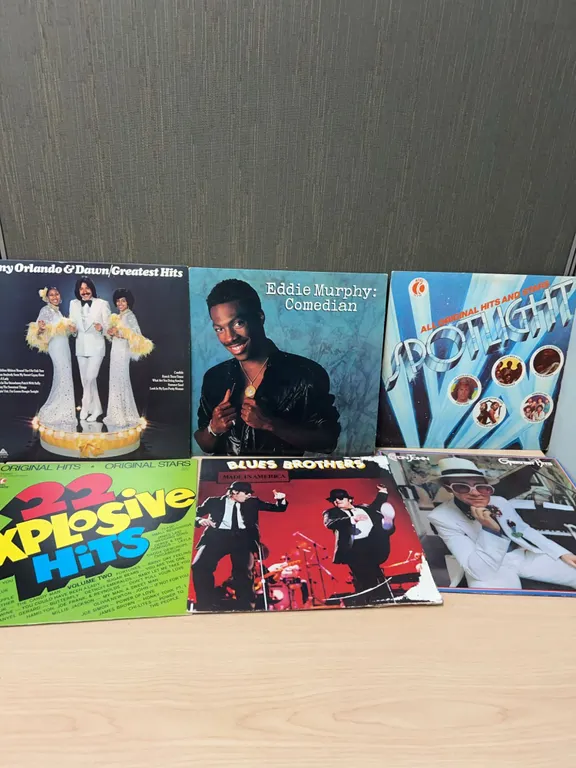 6 Vinyl Records: Hits and Comedy Assortment