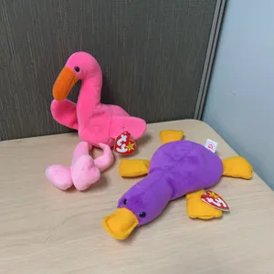 Ty Beanie Babies Pinky Flamingo and Patti Platypus Plush Toys