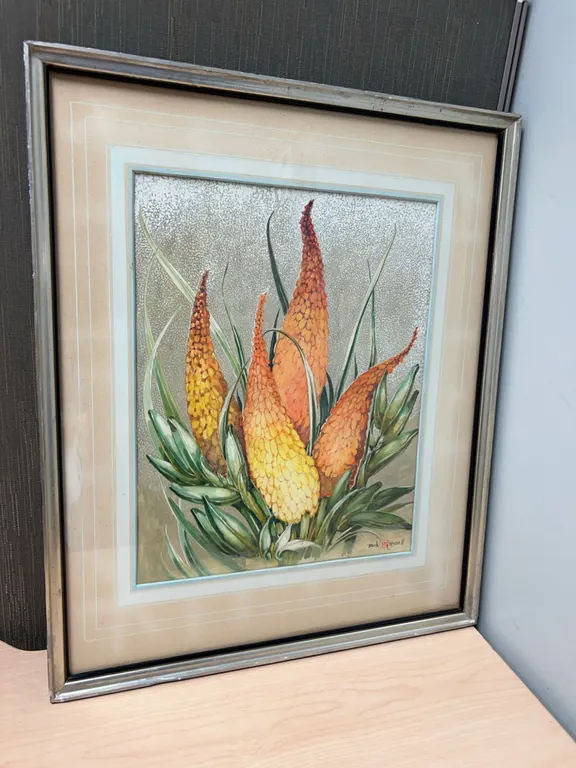 Mark Russell Framed Botanical Watercolor Artwork