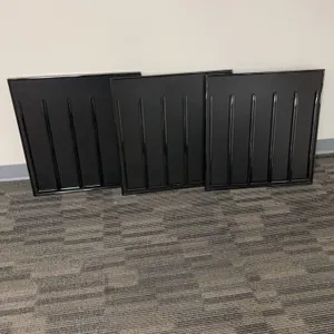Three Black Metal Wall Panels with Vertical Grooves