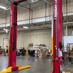 Rotary Lift SP016N1T0 two-post vehicle lift. Features 16,000 lb capacity, overhead configuration, swing arms with adjustable lift pads, hydraulic powe